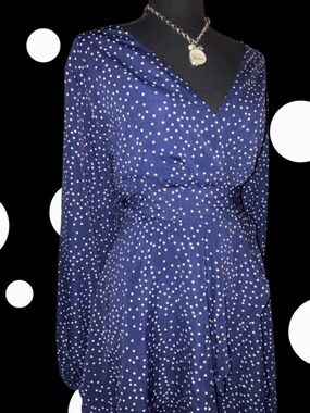 Amazon Navy Blue Polka Dot Mini Dress